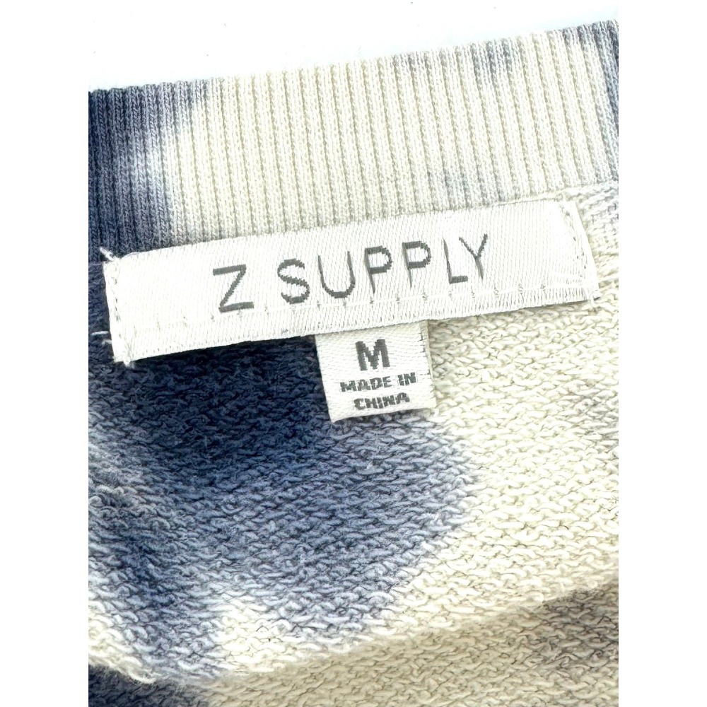 Z Supply Womens Tie Dye Cropped Sweatshirt Blue Grey Cotton Size Medium - Picture 7 of 7